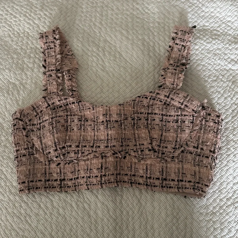 Wild Fable Pink Tweed Crop Top - Picture 2 of 5